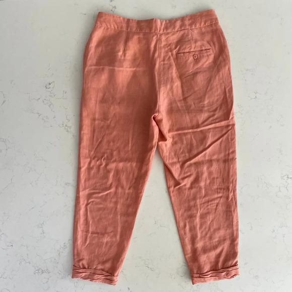 Aritzia Wilfred Allegra Button Close Linen Lyocell Casual Pants Salmon Sz 4 - Picture 9 of 13